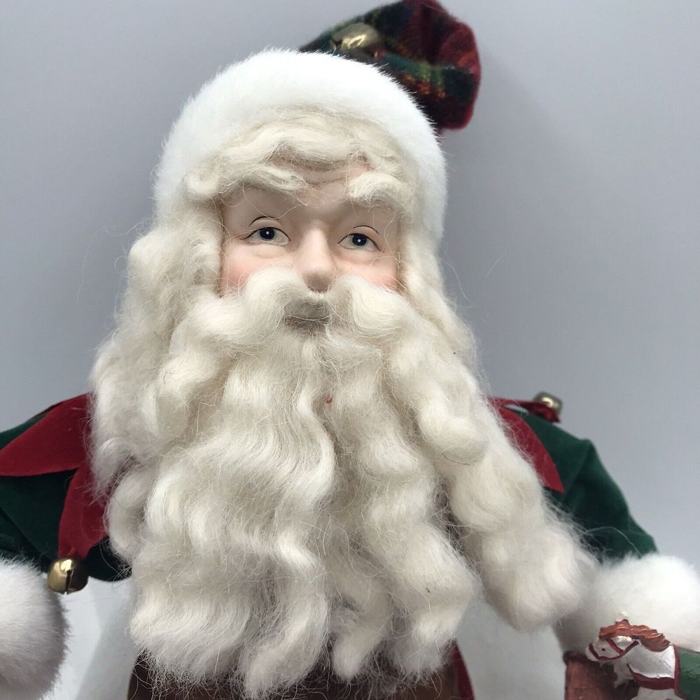 Vintage Santa Claus SHELF‎ SITTER Christmas Decor - Porcelain Face And Hands